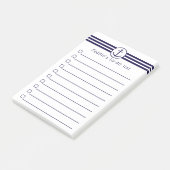 ネイビー航海のブルー&ホワイトいかり付きストライプ ポストイット (アングル)