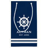 ネイビー航海のブルー&ホワイトいかり結婚ズ抱き枕 スモールペーパーバッグ (裏面)