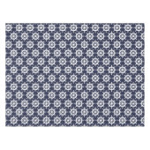 ネイビー航海のブ・ブルーとホワイト・シップ・ホイール・テーブルクロス テーブルクロス (正面(横))