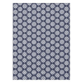 ネイビー航海のブ・ブルーとホワイト・シップ・ホイール・テーブルクロス テーブルクロス (正面)