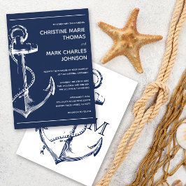 ネイビー航海のホワイトシップいかり結婚ズ 招待状