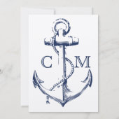 ネイビー航海のホワイトシップいかり結婚ズ 招待状 (裏面)