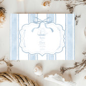 ネイビー航海のホワイトストライプボー結婚ト セーブザデート