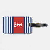 ネイビー航海のホワイトストライプレンズモノグラム ラゲッジタグ (裏面横)