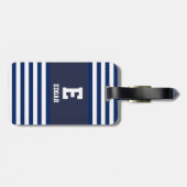 ネイビー航海のホワイトストライプレンズモノグラム ラゲッジタグ (裏面横)