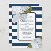 ネイビー航海のホワイトハイモダンジゲアブライダルシャワー 招待状 (正面/裏面)