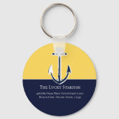 ネイビー航海のマスタードイエローいかりビーチハウス キーホルダー (正面)