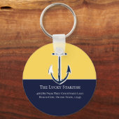 ネイビー航海のマスタードイエローいかりビーチハウス キーホルダー (正面)