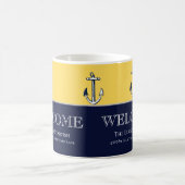 ネイビー航海のマスタードイエローいかりビーチハウス コーヒーマグカップ (中央)