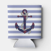 ネイビー航海のラスティいかりとロープ/ブルーストライプ 缶クーラー (裏面)