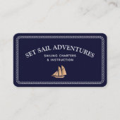ネイビー航海のロープ金ゴールド帆船 名刺 (正面)