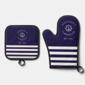 ネイビー航海の名前をカスタムする 鍋つかみ&鍋敷きセット (正面)