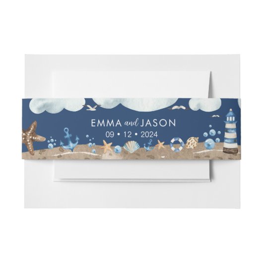 ネイビー航海の招待状用帯 招待状ベリーバンド (正面例)