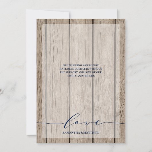 ネイビー航海の素朴いかりの結婚写真 サンキューカード (裏面)