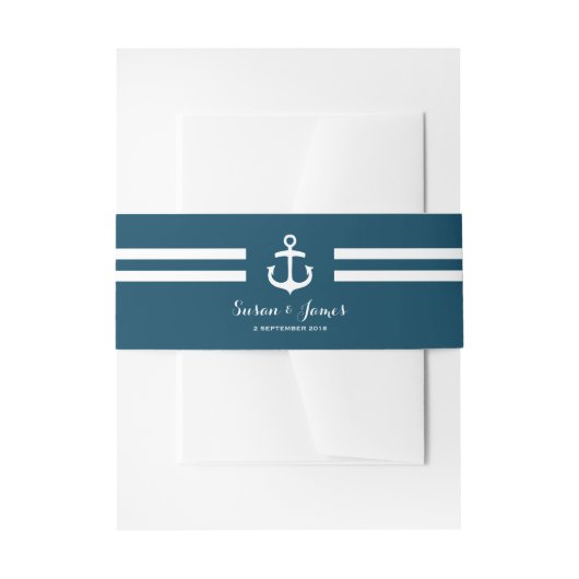 ネイビー航海の結婚式招待状ベリーバンド 招待状ベリーバンド (正面例)
