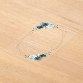 ネイビー花,青い花,緑,甘い16 アクリル招待状 (レイダウン)