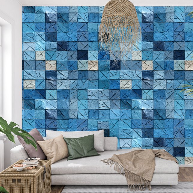 ネイビー芸術的ブルーインディゴカラー紙テクスチャ 壁紙 (Artistic navy blue indigo collage paper texture wallpaper)