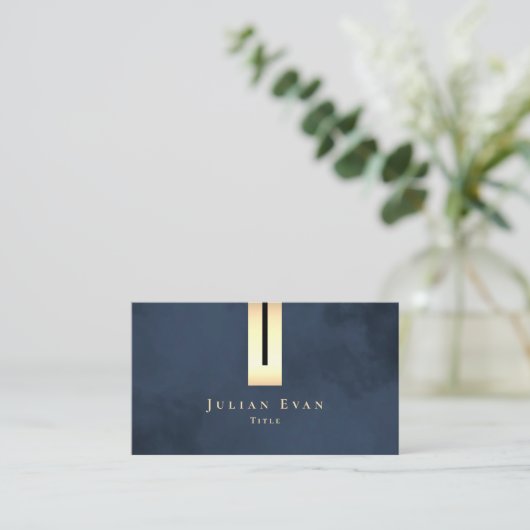 ネイビー芸術的金ゴールドエレガントラグジュアリー名刺 名刺 (スタンド正面)