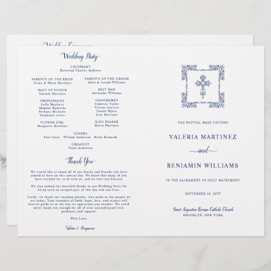 ネイビー華美ブルーカソリッ結婚クのマスプログラム (正面/裏面)