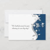 ネイビー華美ブルーホワイトシルバーフラワーズRSVP 出欠カード (裏面)