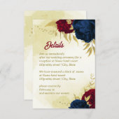 ネイビー赤い花離れ金ゴールド エンクロージャーカード (正面/裏面)