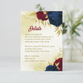 ネイビー赤い花離れ金ゴールド エンクロージャーカード (スタンド正面)