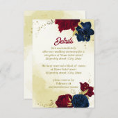 ネイビー赤い花離れ金ゴールド エンクロージャーカード (正面/裏面)