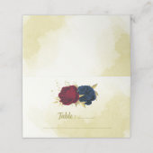 ネイビー赤い花離れ金ゴールド プレイスカード (外部開封)