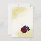 ネイビー赤い花離れ金ゴールド 出欠カード (裏面)