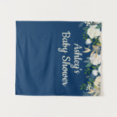 ネイビー赤ちゃんシャワー写真ブース背景フォトプロップ タペストリー (正面(横))