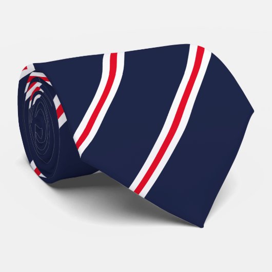 ネイビー赤と白ストライプネクタイ ネクタイ (ロール)