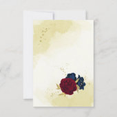 ネイビー赤離れ花結婚金ゴールド サンキューカード (裏面)