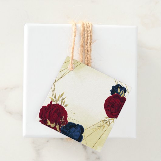 ネイビー赤離れ花結婚金ゴールド フェイバータグ (インサイチュ)