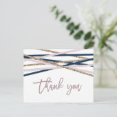 ネイビー赤面と金ゴールドストリーマーありがとう ポストカード (スタンド正面)