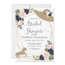 ネイビー赤面ダービーブライダルシャワー招待