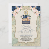 ネイビー赤面トラベルアドベンチャーブライダルシャワー 招待状 (正面)
