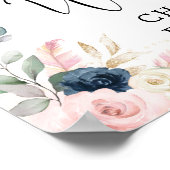 ネイビー赤面トラベルドリームキャッチャー歓迎ベビーシャワー ポスター (角)