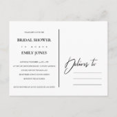 ネイビー赤面バラ水彩フローラブライダルシャワー インビテーションポストカード (裏面)