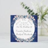 ネイビー赤面ビーチウオーターカラーシェルフラワー結婚ズ セーブザデート (スタンド正面)