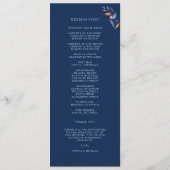 ネイビー赤面ピンクフローラウォーターカラーモノグラム結婚ズ プログラム (裏面)