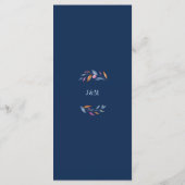 ネイビー赤面ピンクフローラウォーターカラーモノグラム結婚ズ メニュー (裏面)