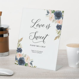 ネイビー赤面ピンクフローラブロッサムラブは甘い 台座サイン