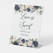 ネイビー赤面ピンクフローラブロッサムラブは甘い 台座サイン (正面)