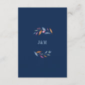 ネイビー赤面ピンクフローラモノグラム結婚ズ詳細 エンクロージャーカード (裏面)