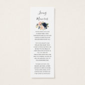 ネイビー赤面ピンクフローラ写真葬儀詩ブックマーク (裏面)