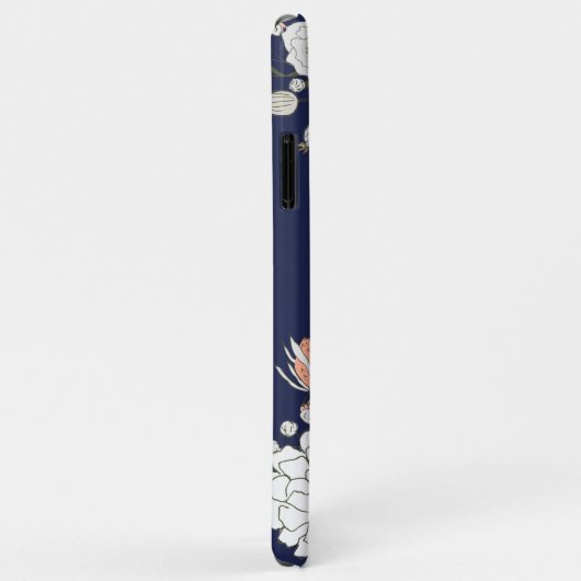 ネイビー赤面ピンクブルーフローラモノグラム Case-Mate iPhoneケース (裏面/右)