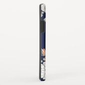 ネイビー赤面ピンクブルーフローラ Case-Mate iPhoneケース (裏面/右)