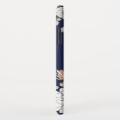 ネイビー赤面ピンクブルーフローラ Case-Mate iPhoneケース (裏面/右)