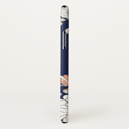 ネイビー赤面ピンクブルーフローラ Case-Mate iPhoneケース (裏面/右)