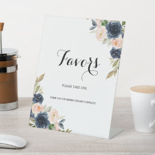 ネイビー赤面ピンクブロッサムフローラのお願い 台座サイン